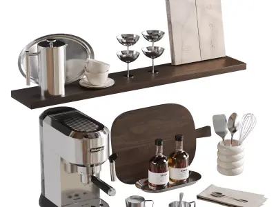 Kitchen Decor Set With DeLonghi Coffee Machine 3D model
