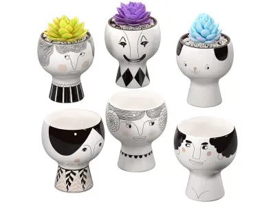 Flower Me Happy Pots 02 3D model