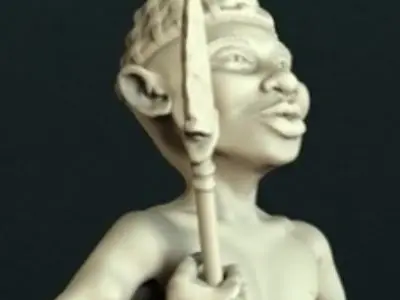 african warrior statue 3D print model