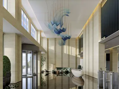 Modern reception lobby Interior scene 3D model