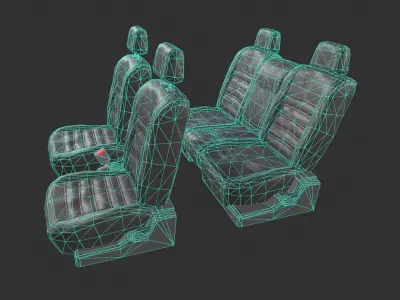 Modular Car Seats Set Low-poly 3D model