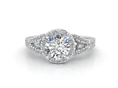 aj-016 halo diamond engagement ring 3D print model