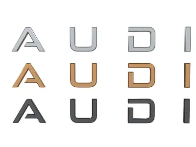 audi logo nameplate 3D print model