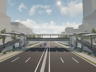 Pedestrian Bridge Project across over 60 feet road Project  3D model