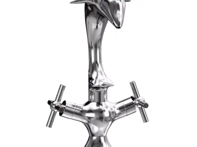 Chrome Dolphin Faucet Single Hole Widespread Plate 3D model