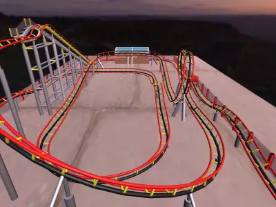 roller coaster 3d model Low-poly 3D model