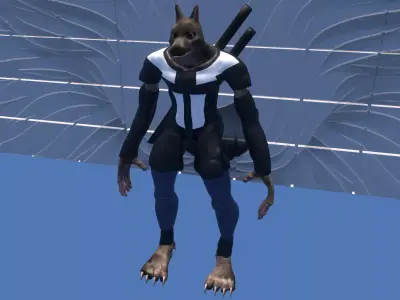 werewolf animated character in suit Low-poly 3D model