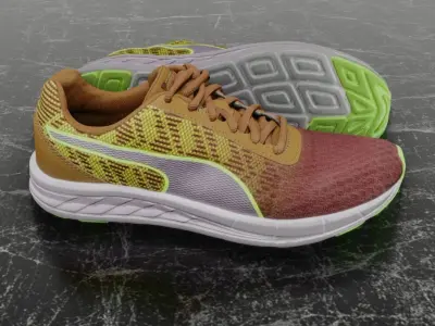 PUMA 3D SHOES - YELLOW Low-poly 3D model