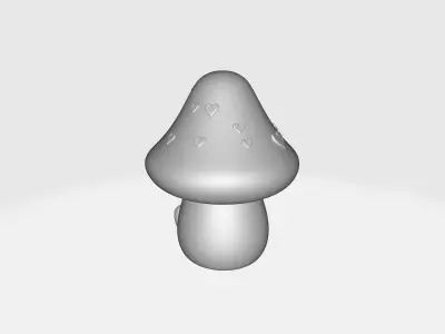 Cute Valentine Mushroom Figurine Heart Holding Kawaii Decor 3D print model