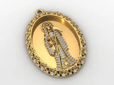  santa muerte holy death small size pendant 3D STL 3DM skull 3D print model