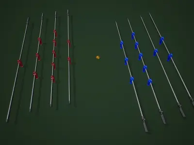 Classic Foosball Machine Low-poly 3D model