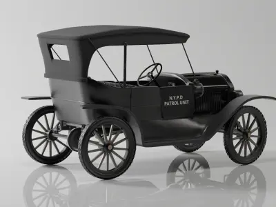 Ford T 1915  NYPD Police Patrol 3D Model Game Ready 4K PBR Low-poly 3D model