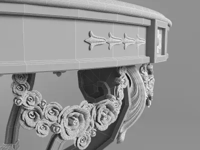 Classic table with flowers 3D model