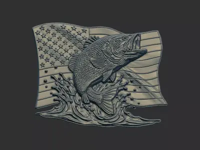 American Bass Fishing cnc model  3D print model