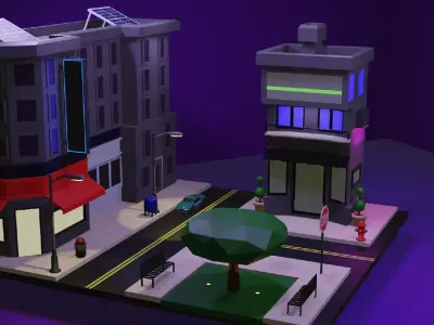 Urban Serenity Low-poly 3D model