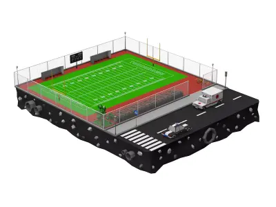 American Football Field Low-poly 3D model