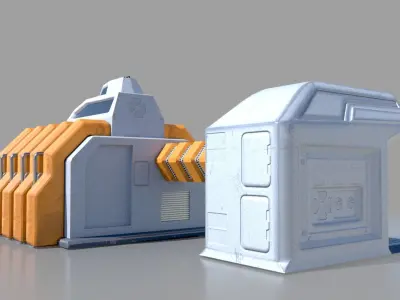 SciFi military base Low-poly 3D model