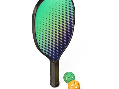 Pickleball set Paddle and Balls 3D model