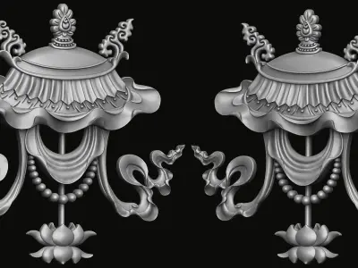 Buddhist Parasol Relief 3D print model