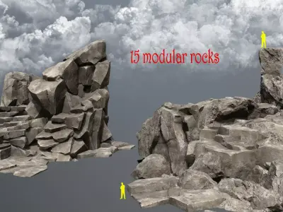 desert rocks  Low-poly 3D model