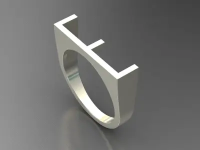 alphabet ring letter E 3D print model
