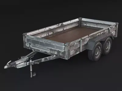 Rusted Cargo Trailer PBR 3D model