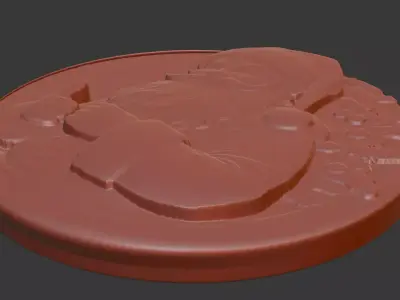 Christmas Santa Claus coin-shaped relief model 3D print model