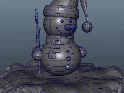 Snowman cartoon Low-poly 3D model