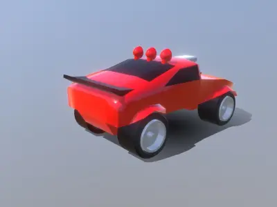 Rock N Roll Racing Inspired Racing Truck - Low Poly 3D Model Low-poly 3D model