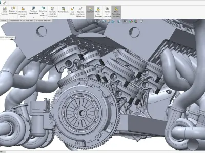 V12 Engine Model with native file Solidworks  3D model