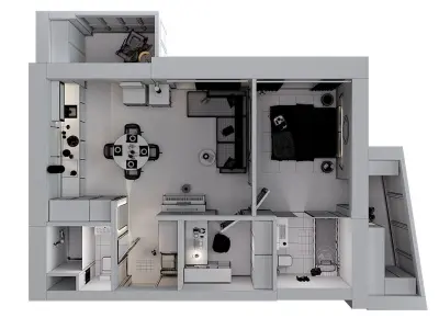  apartment layout 3D model