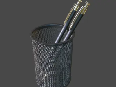 Wire Mesh Scissor Pen Pencil Holder 3D model