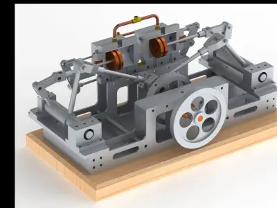 2 CYLINDER HORIZONTAL STEAM ENGINE OF THE MONITOR TYPE 3D model