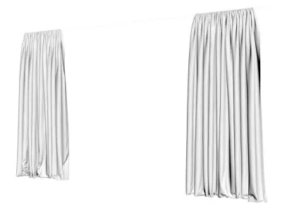 Grey see through window curtains 3D model
