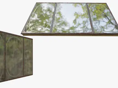 Bathroom Wall Storage Mirror with Crack and Rusty Option  Low-poly 3D model