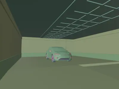 Car studio interior Low-poly 3D model
