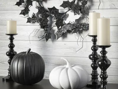 Halloween wreath black and white 3D model