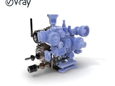 Industrial Engine Gear Model Pack Low-poly 3D model
