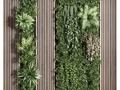 Vertical graden wooden frame wooden wall decor Low-poly 3D model