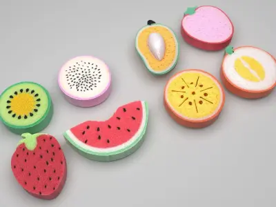 Fruit Bath Sponges Set 3D model