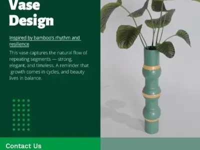 Golden Green Vase Set 06-Blender Procedural 3D Model  3D model