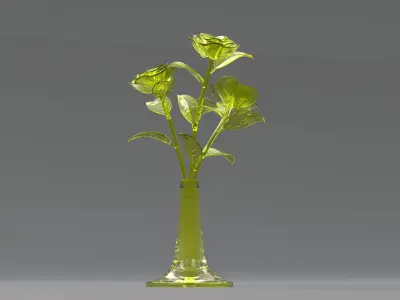 Glass Flower Showpiece Yellow 3D model