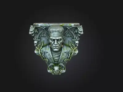 Frankenstein Gothic Wall Relief Low-poly 3D model