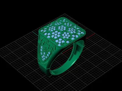 Print Ready STL 3DM  Gents Rings Diamond Men Ring  3D print model 172