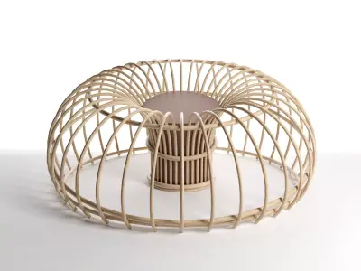 Wood seat Low-poly 3D model