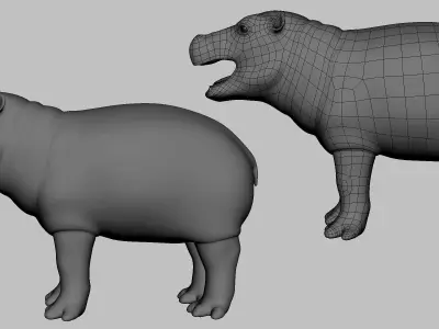 Baby Hippopotamus Low-poly 3D model