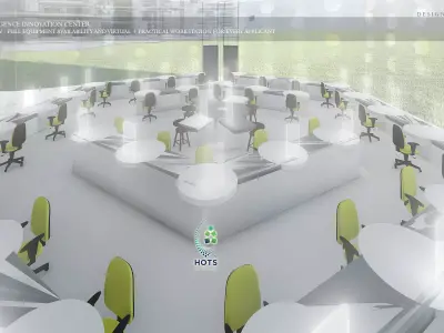 Hexagonal AI and science laboratory architectural model 3D model