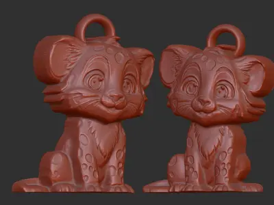 cute cartoon tiger pentant 3D print model