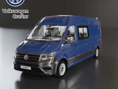 Volkswagen Crafter 6 colours Low-poly 3D model