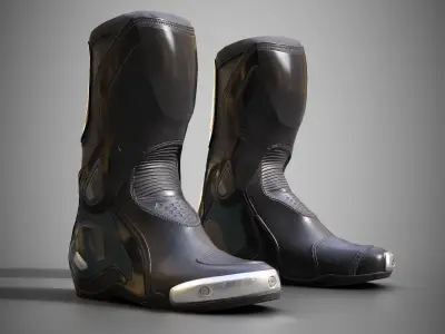 Motorcycle racing boots black Low-poly 3D model